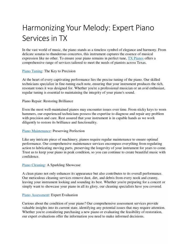 harmonizing your melody expert piano services