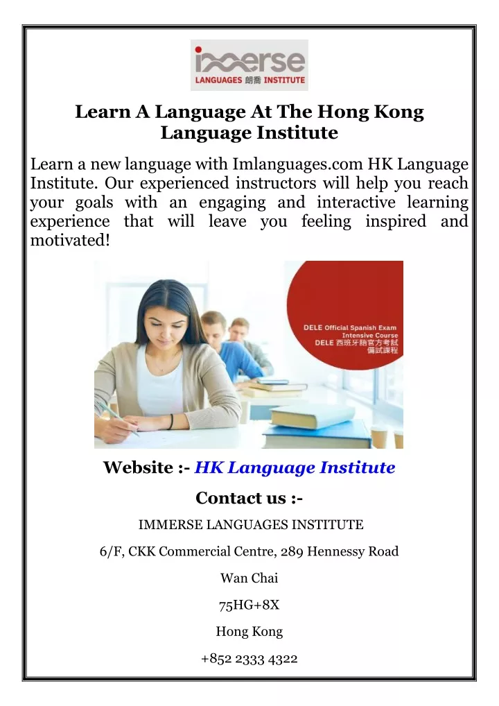 learn a language at the hong kong language