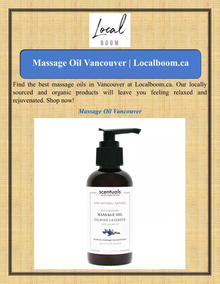 find the best massage oils in vancouver