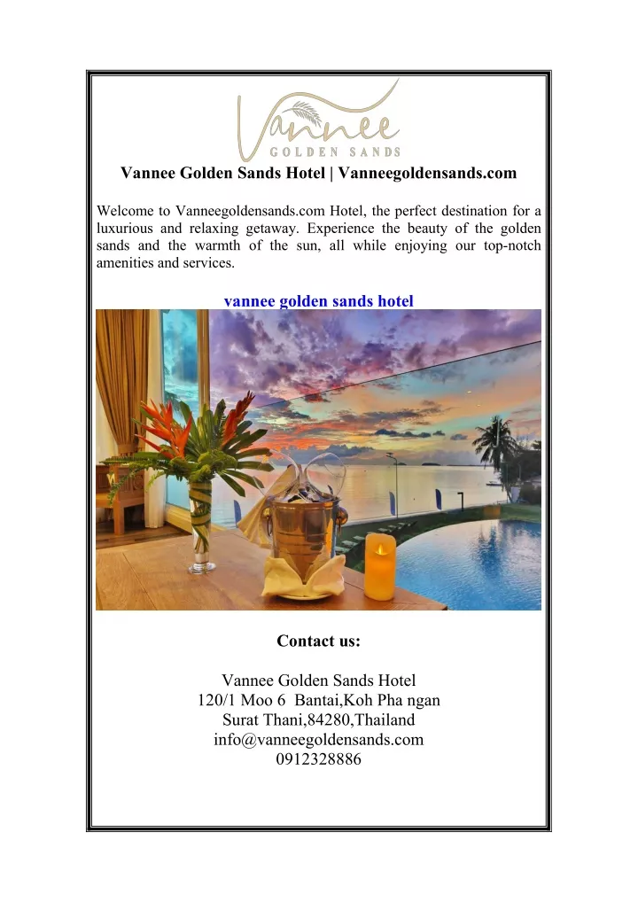 vannee golden sands hotel vanneegoldensands com