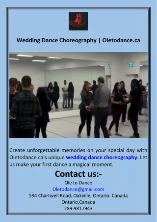 Wedding Dance Choreography  Oletodance.ca