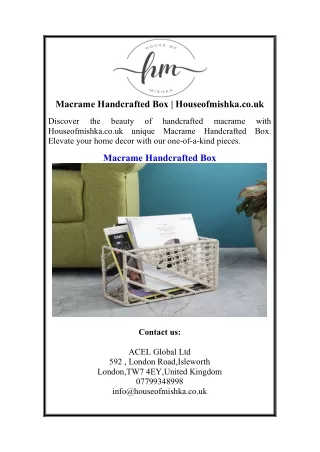 Macrame Handcrafted Box | Houseofmishka.co.uk