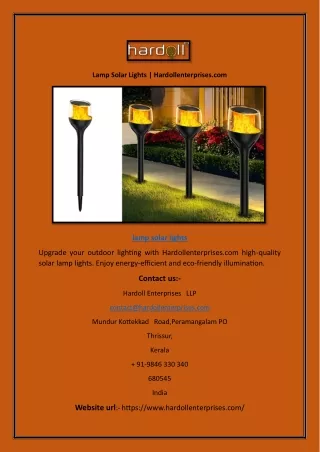 Lamp Solar Lights | Hardollenterprises.com