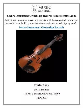 Secure Instrument Ownership Records  Musicsentinel