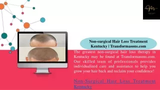 Non-surgical Hair Loss Treatment Kentucky Transformasons.com