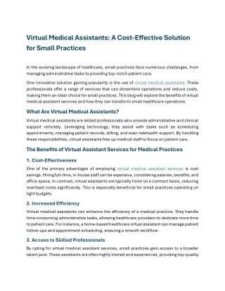 Virtual Medical Assistants A Cost-Effective Solution for Small Practices