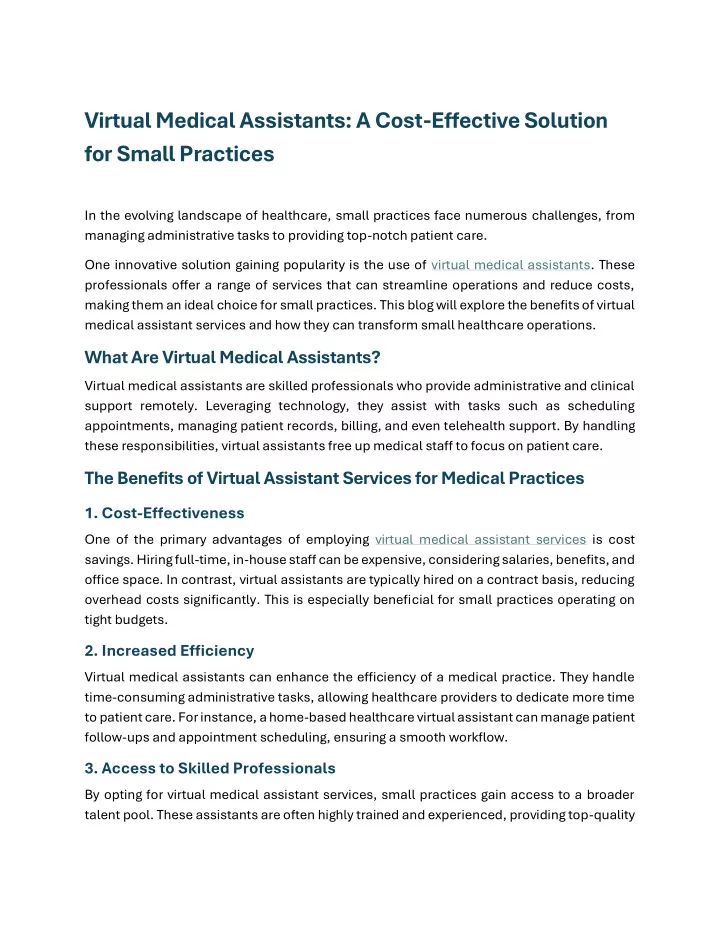 virtual medical assistants a cost effective