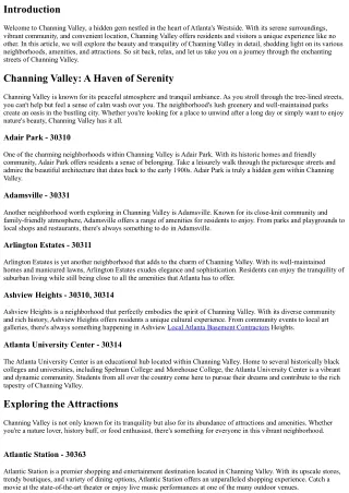 Channing Valley: Discovering the Tranquility of Atlanta's Westside - 30318