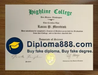 Fake Highline College diploma certificate for sale.