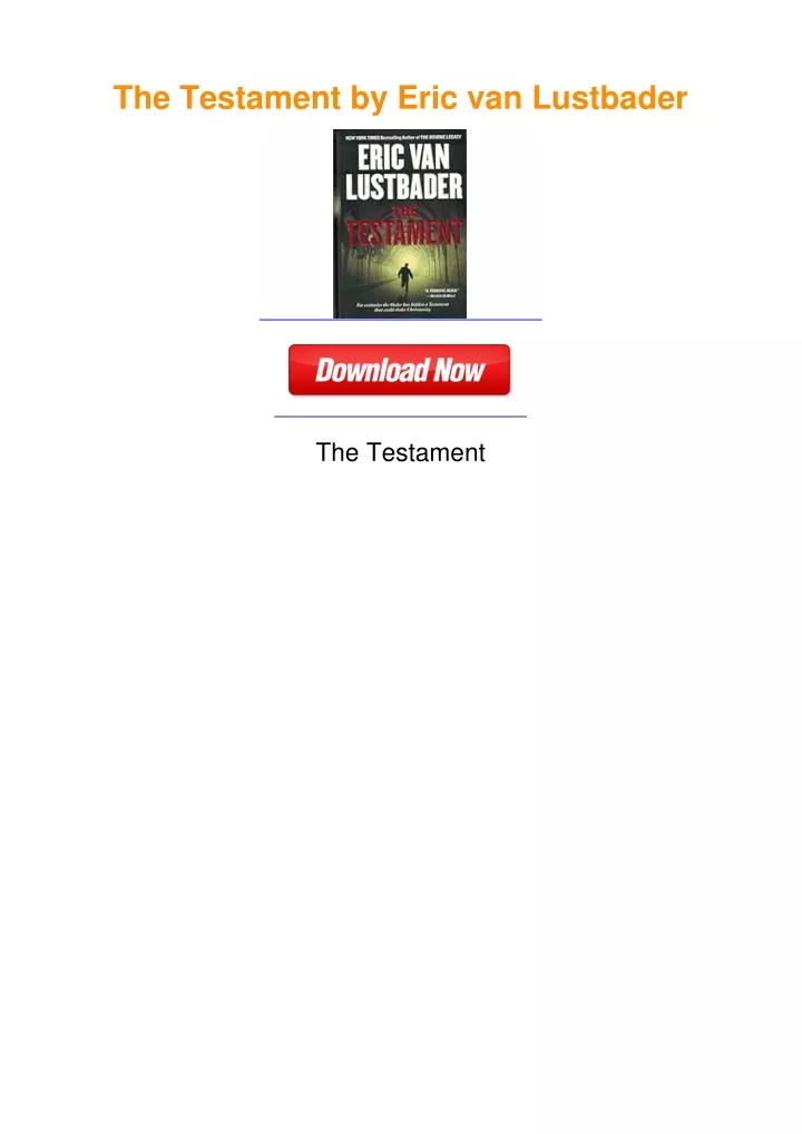 PPT - The Testament by Eric van Lustbader PowerPoint Presentation, free ...