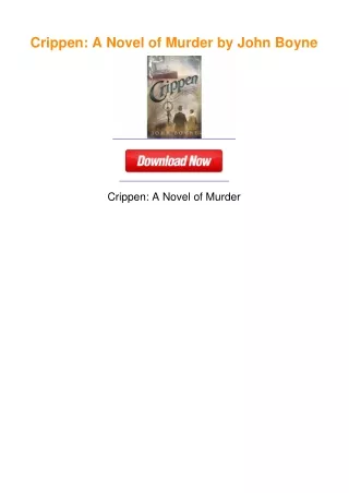Crippen: A Novel of Murder by John Boyne