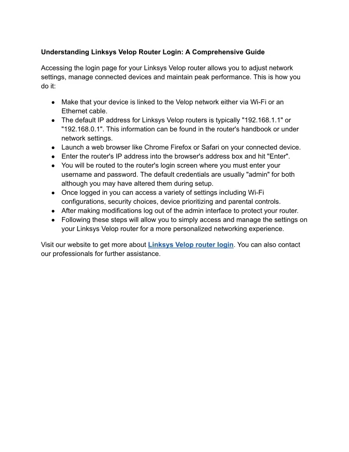 PPT Understanding Linksys Velop Router Login_ A Comprehensive Guide