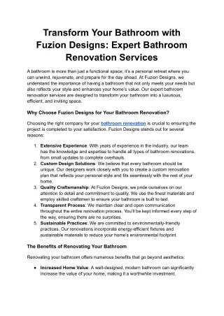 Transform Your Bathroom with Fuzion Designs_ Expert Bathroom Renovation Services