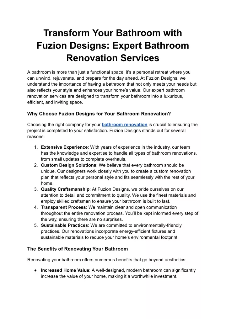 transform your bathroom with fuzion designs