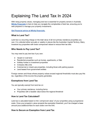 Explaining The Land Tax In 2024