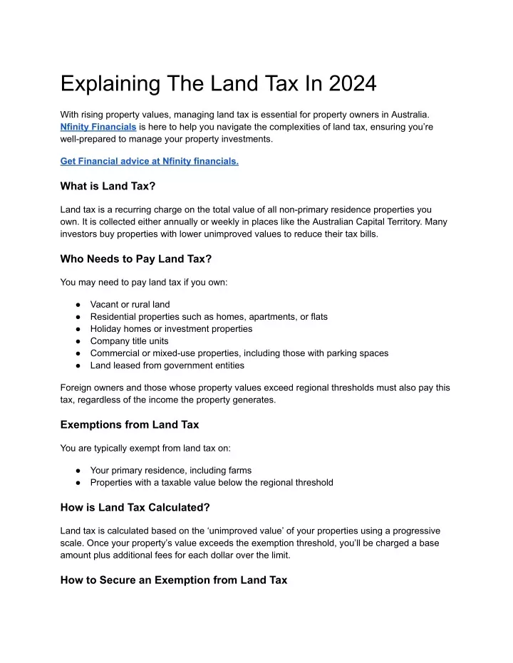 explaining the land tax in 2024