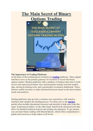The Main Secret of Binary Options