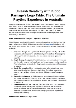 Unleash Creativity with Kiddo Karnage's Lego Table_ The Ultimate Playtime Experience in Australia