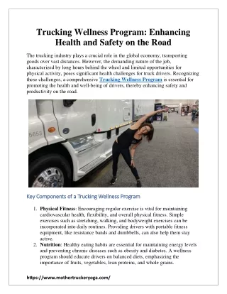 Trucking Wellness Program: Enhancing Health and Safety on the Road