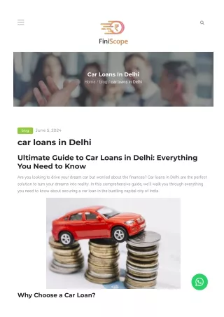 Affordable Best car loan services in Delhi | Car loans in Delhi | Finiscope