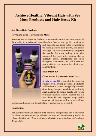 Achieve Healthy, Vibrant Hair with Sea Moss Products and Hair Detox Kit