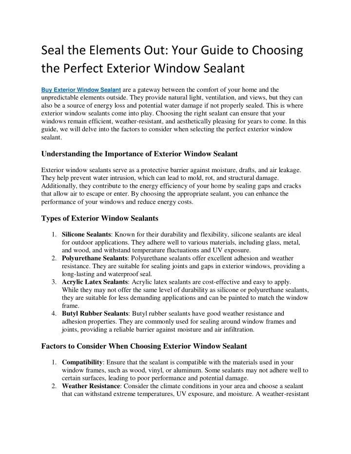 seal the elements out your guide to choosing