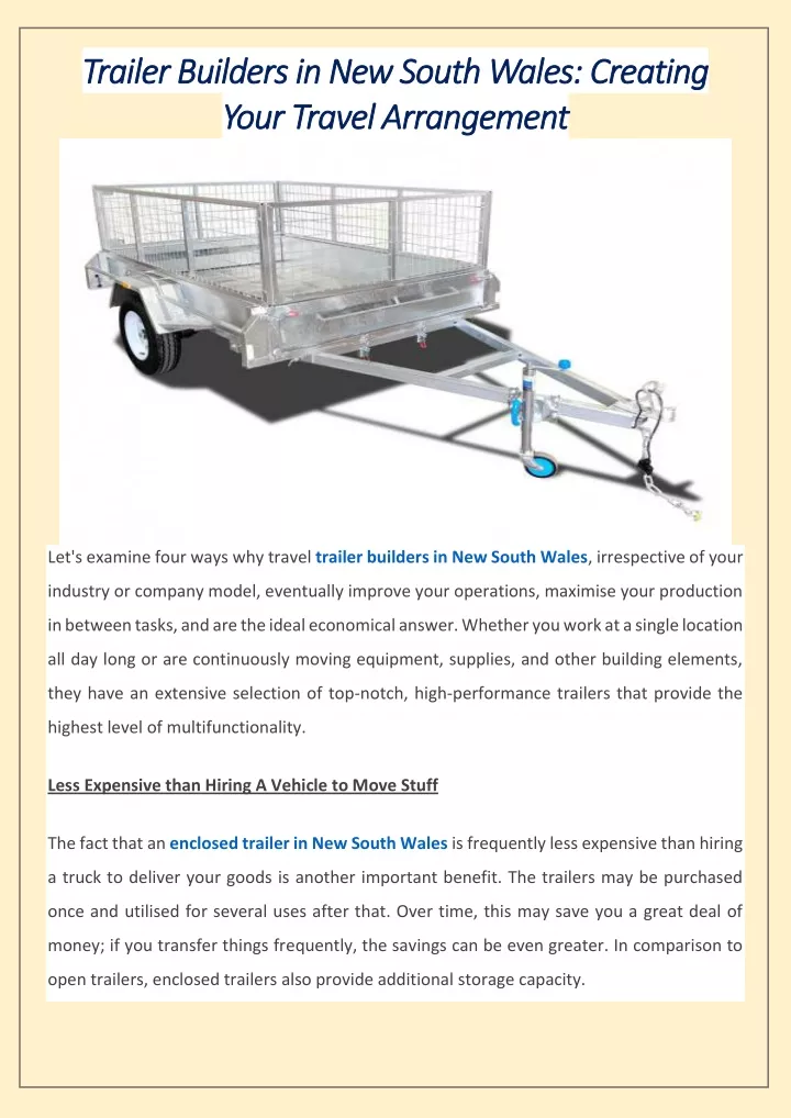 trailer builders in new south trailer builders