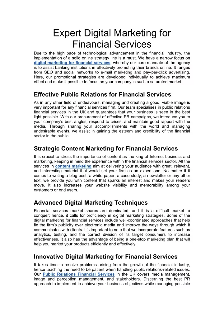 expert digital marketing for financial services