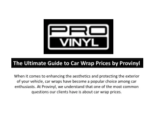 Understanding Car Wrap Prices: Affordable Solutions by Provinyl