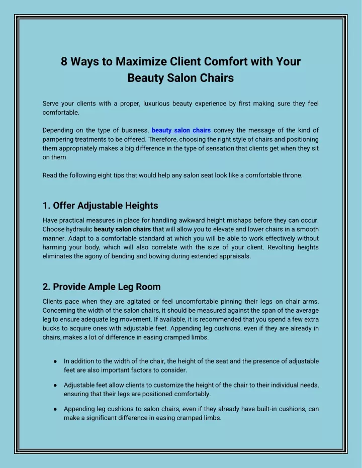 8 ways to maximize client comfort with your