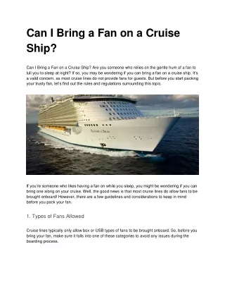 Can I Bring a Fan on a Cruise Ship?