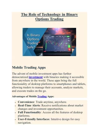 The Role of Technology in Binary Options