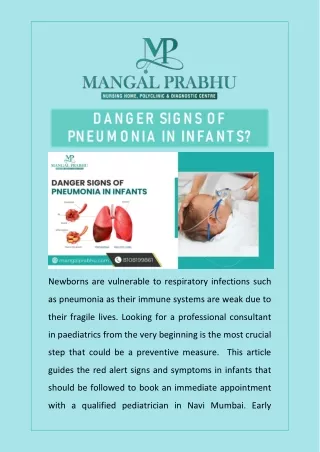 DANGER SIGNS OF PNEUMONIA IN INFANTS