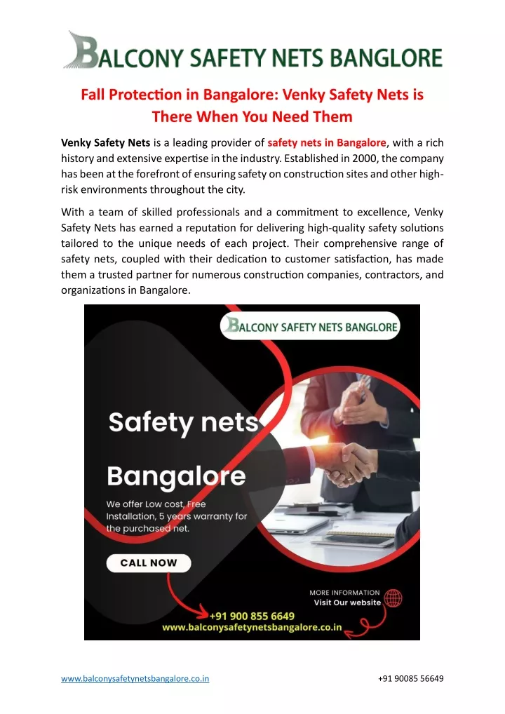 fall protection in bangalore venky safety nets