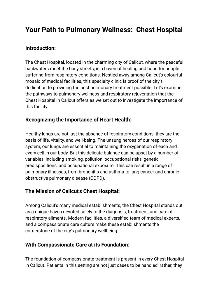 your path to pulmonary wellness chest hospital