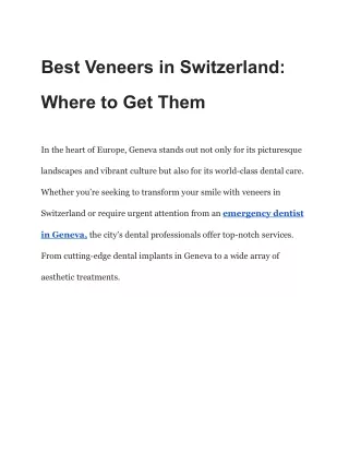 Best Veneers in Switzerland_ Where to Get Them