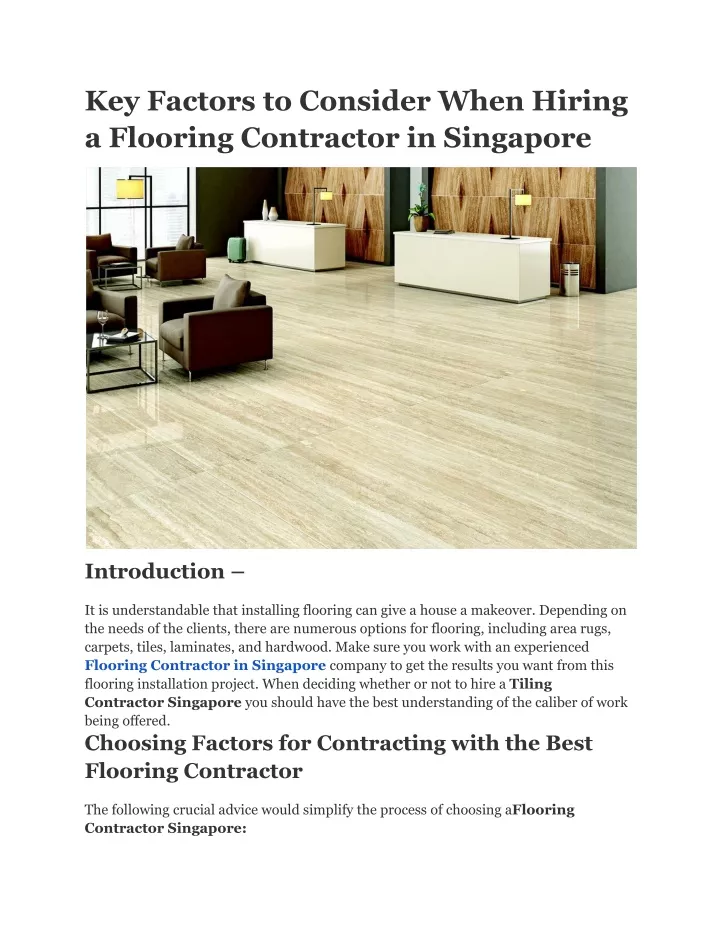 key factors to consider when hiring a flooring