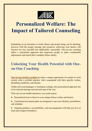 Personalized Welfare: The Impact of Tailored Counseling