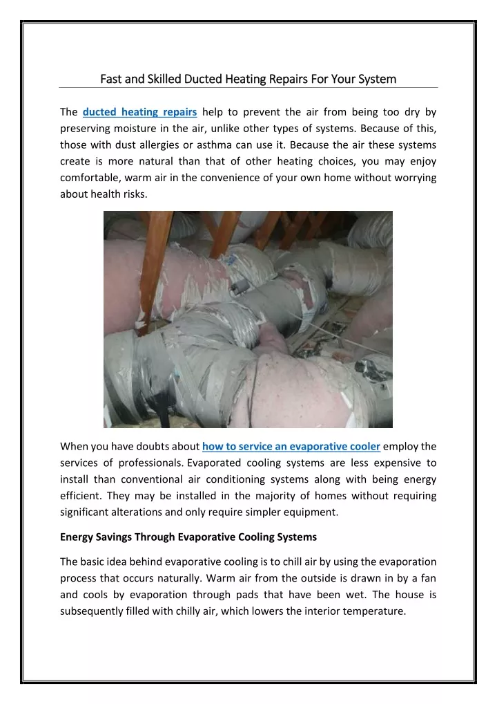 fast and skilled ducted heating repairs for fast