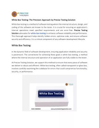white box testing the precision approach
