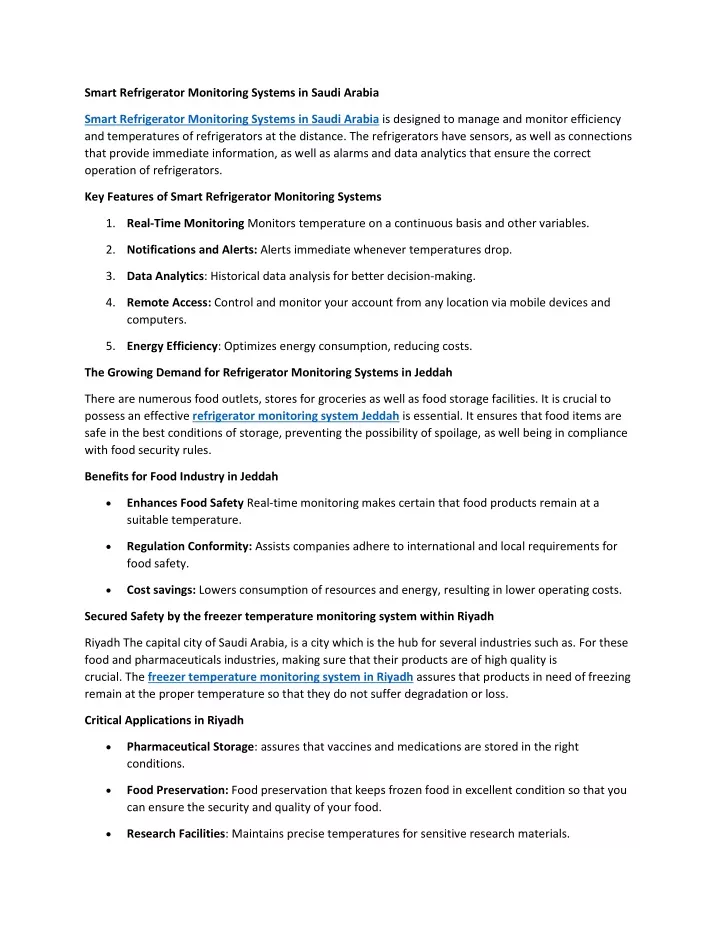 smart refrigerator monitoring systems in saudi
