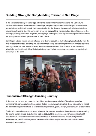 Building Strength Bodybuilding Trainer in San Diego