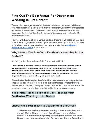 How to Plan a Destination Wedding in Jim Corbett