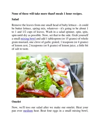 5 meals 1 hour recipes Enjoy easily