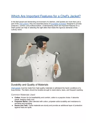 which are important features for a chef s jacket