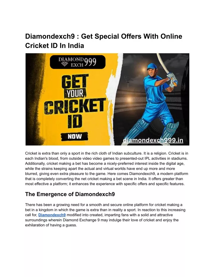 diamondexch9 get special offers with online