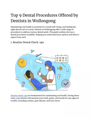 Top 9 Dental Procedures Offered by Dentists in Wollongong
