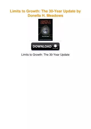 Limits to Growth: The 30-Year Update by Donella H. Meadows