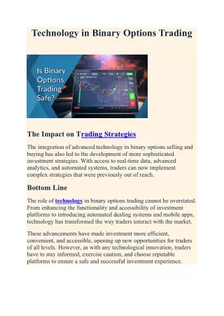Technology in Binary Options