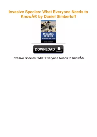 Invasive Species: What Everyone Needs to KnowÂ® by Daniel Simberloff